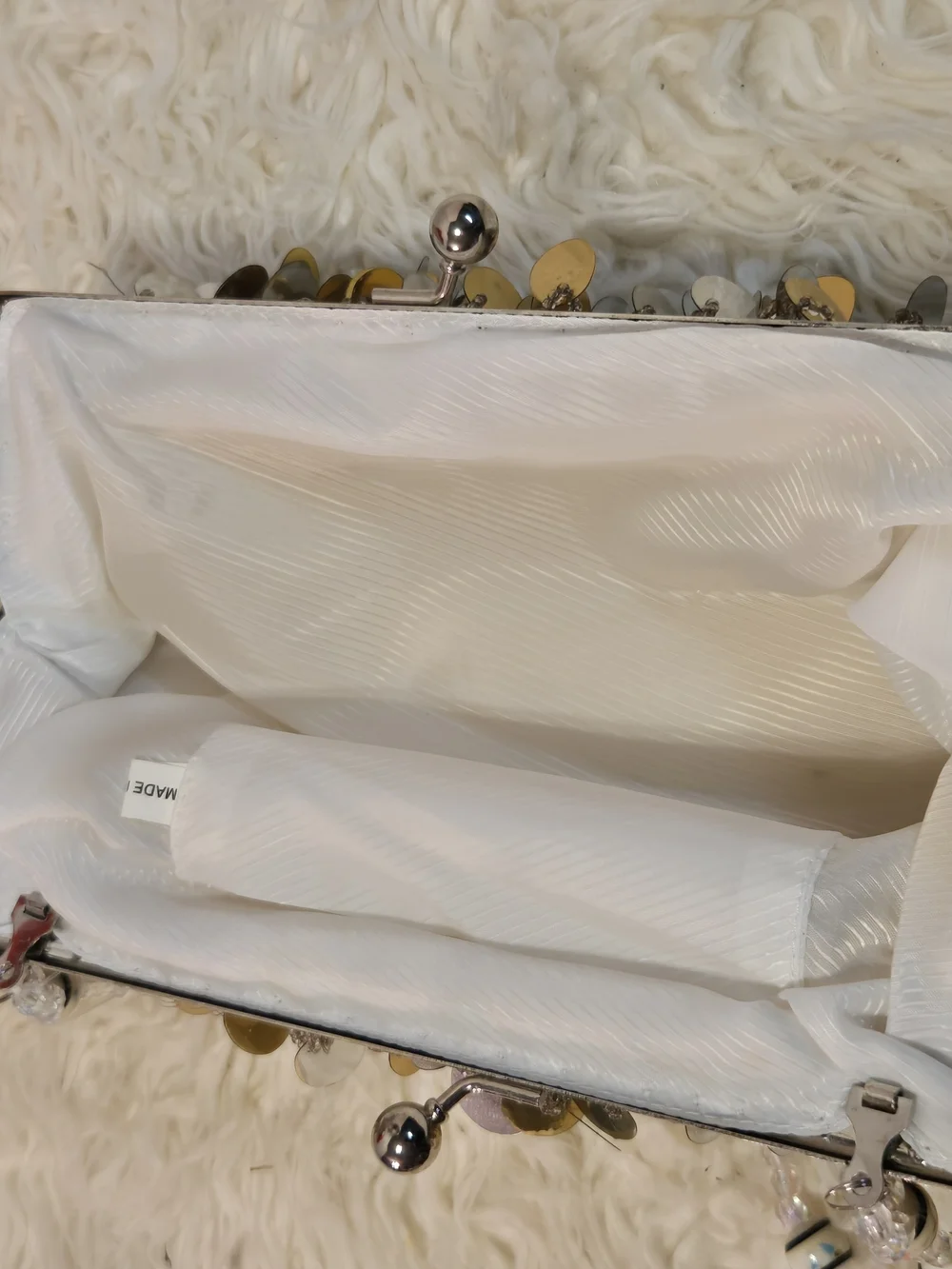 Vintage Gold Sequin Y2k Beaded Handle Clutch